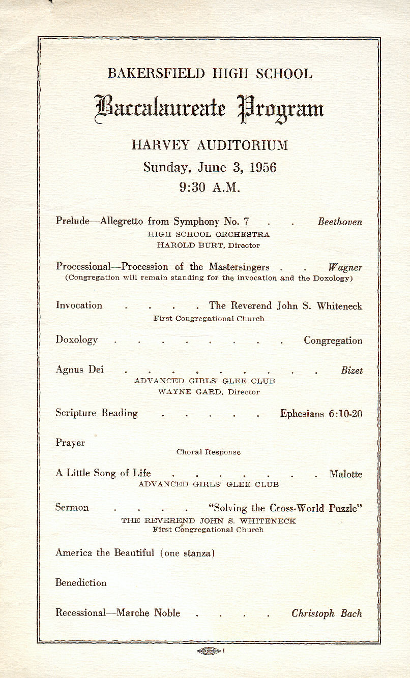 Baccalaurate Program 1956
